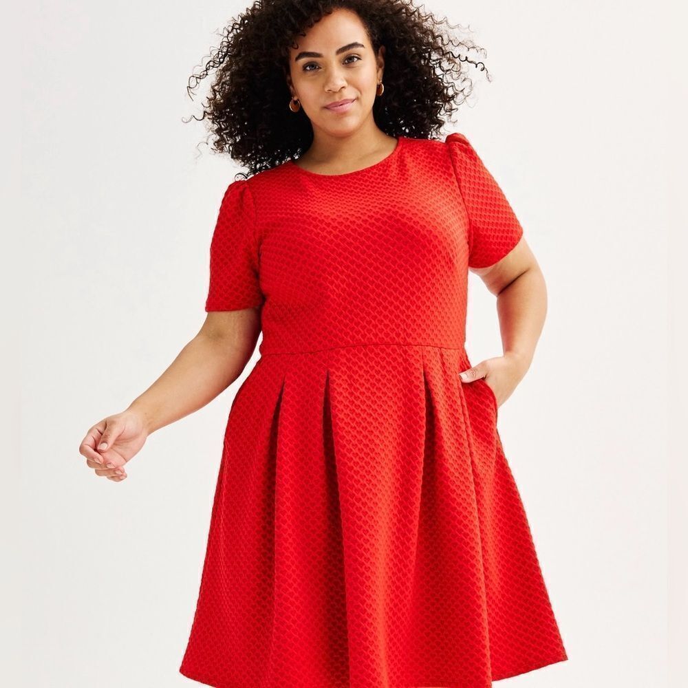 Draper James RSVP Knit Heart Fit and Flare Dress-Size 2X
